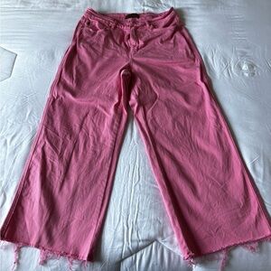 Judy Blue Bubblegum Pink Wide leg cropped Jeans